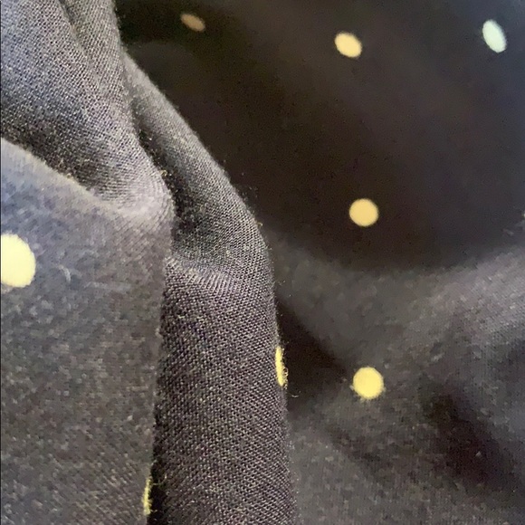 Sleeveless navy and white polka dot button down - Picture 4 of 7